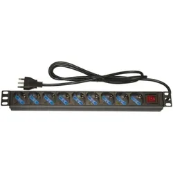 Link Armadio Rack Multipresa 9 Prese 19" Tripolari/Schuko Con Interrutore, Serverschrank Zubehör, Schwarz