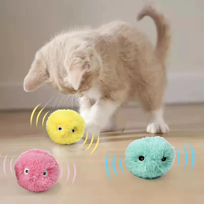 Discount Dollar Deals Interactive Electric Catnip Toy For Kittens Plush, Squeaky Ball With Sound Motion yellow
