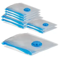 Relaxdays 80 Vakuumbeutel für Kleidung in 3 Größen Blau,Transparent
