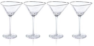 Zodax Kampari Triangular Martini Glasses with Platinum Rim, Set of 4