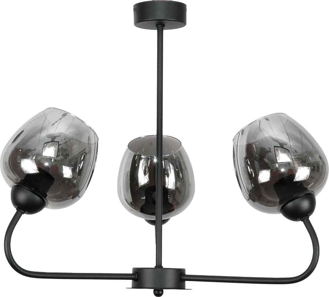 Edylit Hanglamp Horace model 15-162 met zwart glas en grafiet afwerking