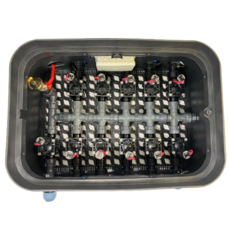Vormontierte Einheit Hunter / Rain Bird Magnetventile, mit Ventilbox- und gitter, Kabelgelverbindungsdose und Hauptventil 24 VAC (Vormontierte Einheit Hunter Anzahl Stationen: 1 Station / Vormontierte Einheit Anschluss: Kupplung 32 mm / Vormontierte Einheit Schutz-Vlies: ohne Schutz-Vlies / Vormontierte Einheit Hunter Magnetventil: Hunter PGV-101 VAC) 3.192
