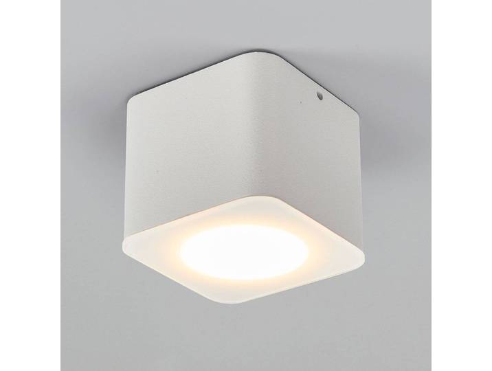 Helestra Oso LED plafondspot, hoekig, wit mat OSO, dimbaar, wit / opaal, Badkamer, Aluminium, Modern, LED plafondlamp