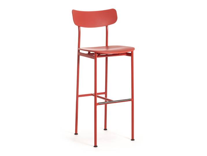 MAGIS tabouret de bar haut MOTTA SD2530 (Rouge - Polypropylène recyclé et acier peint)