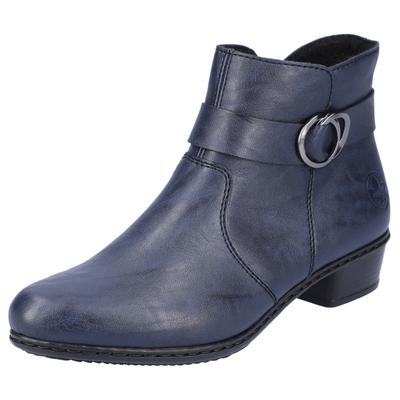 Stiefelette RIEKER, Damen, Gr. 39, Textil, blau, Lederimitat, Schuhe Stiefelette, mit hübscher Zierschnalle, schmale Form, Topseller