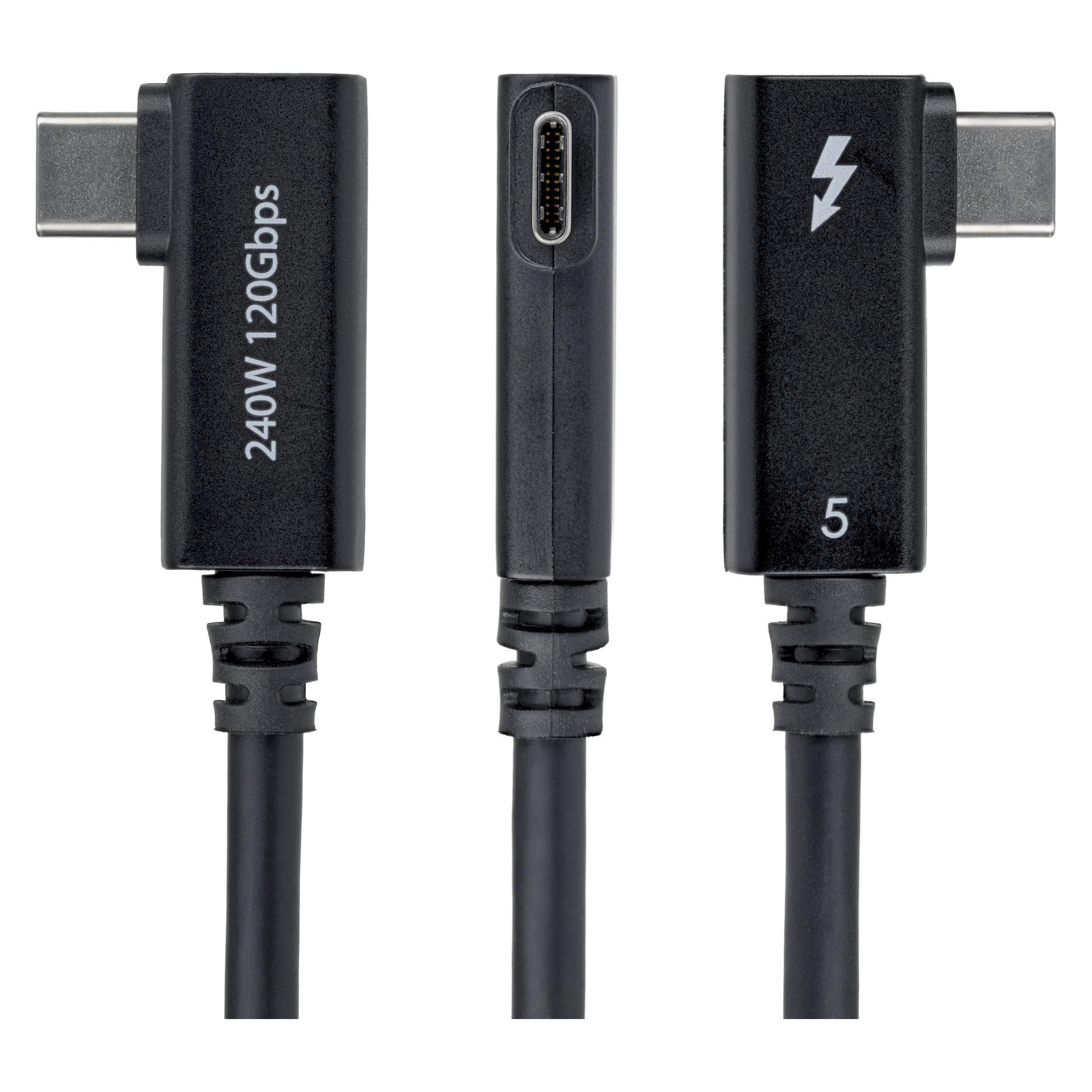 StarTech .com TBLT5MM80CM240WRA, Männlich, Männlich, 0,8 m, 80 Gbit/s, Schwarz, Nickel (0.80 m, Thunderbolt 3, Thunderbolt 4, Thunderbolt 5, USB 4, 240 W) (TBLT5MM80CM240WRA)