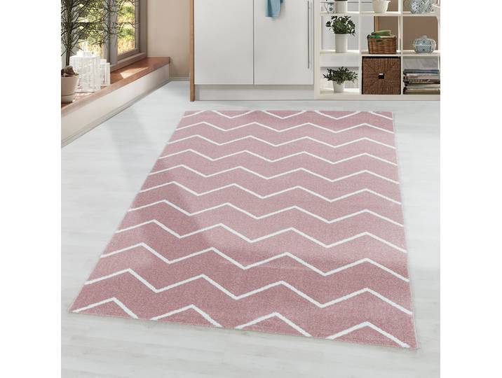 Teppich AYYILDIZ TEPPICHE RIO 4602 , rosa (rosé), B:140cm H:8mm L:200cm, Polypropylen (PP), Teppiche, Teppich, Pflegeleicht / Strapazierfähig / Trend Colors/ Wohnzimmer