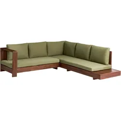 GARTENECKSOFA 5-Sitzer zertifiziertes Akazienholz rechtsseitig Grün Marettimo