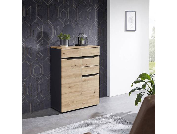 Buffet 80 cm 80 x 107 x 38cm Beige/Marron/Gris/Marron