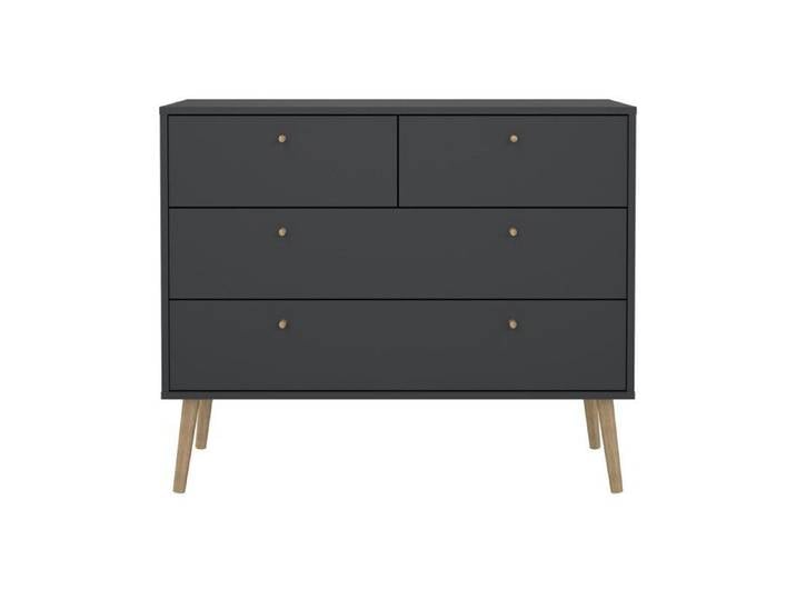 CALICOSY - Commode 4 tiroirs avec pieds en bois L98 7 cm - TARP - Gris anthracite