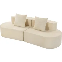 3-SITZER-SOFA Polyester Schaumstoff Beige