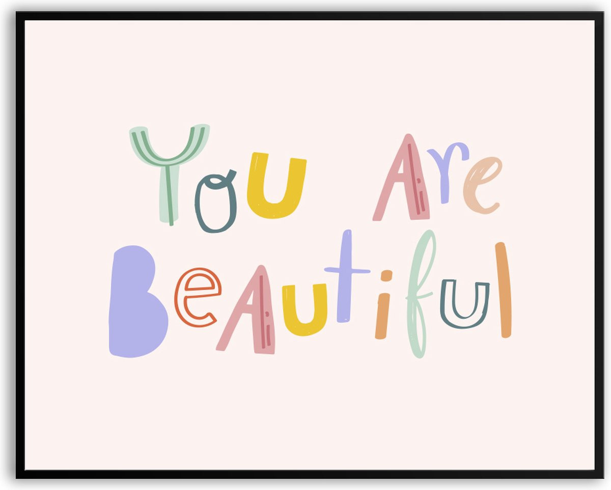 You Are Beautiful fotolijst met quote en glas, 40 x 50 cm