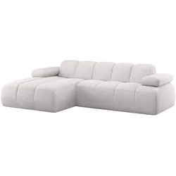 Ecksofa Mojo Bouclé-Stoff, modern mit Chaiselongue links, Natur, verstellbare Armlehnen