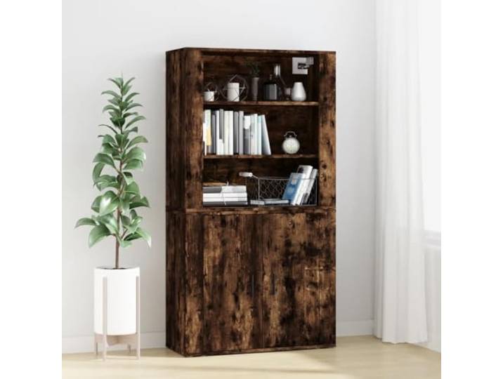 RJPLMFV Anrichte hoch, rauchfarbene Eiche, Holz Vertikale Aufbewahrung, Wandmontage, großes Fassungsvermögen, feuchtigkeitsbeständig