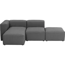 ECKSOFA mit Hocker rechts Kattrina Flachgewebe anthrazit