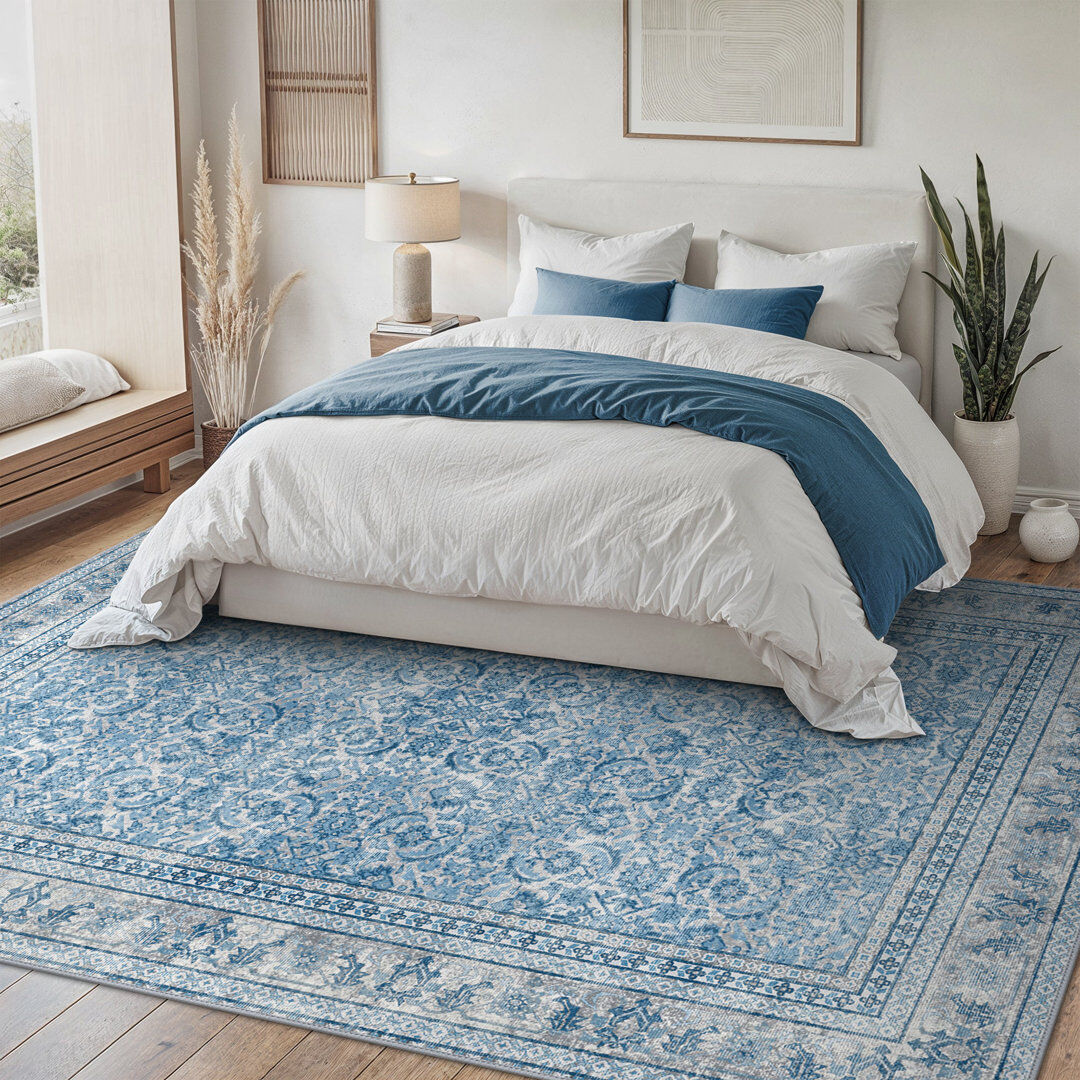 Latitude Vive Vintage Look Machine Printed Area Rug Blue Rectangle 120 x 170 cm