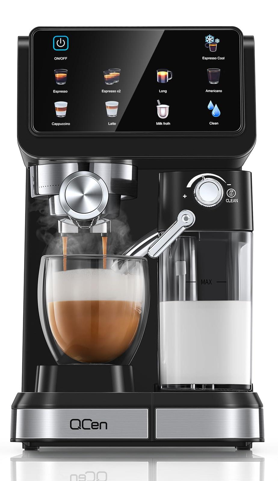Espressomaschine 20 bar, 9-in-1, mit Milchbehälter, schwarz