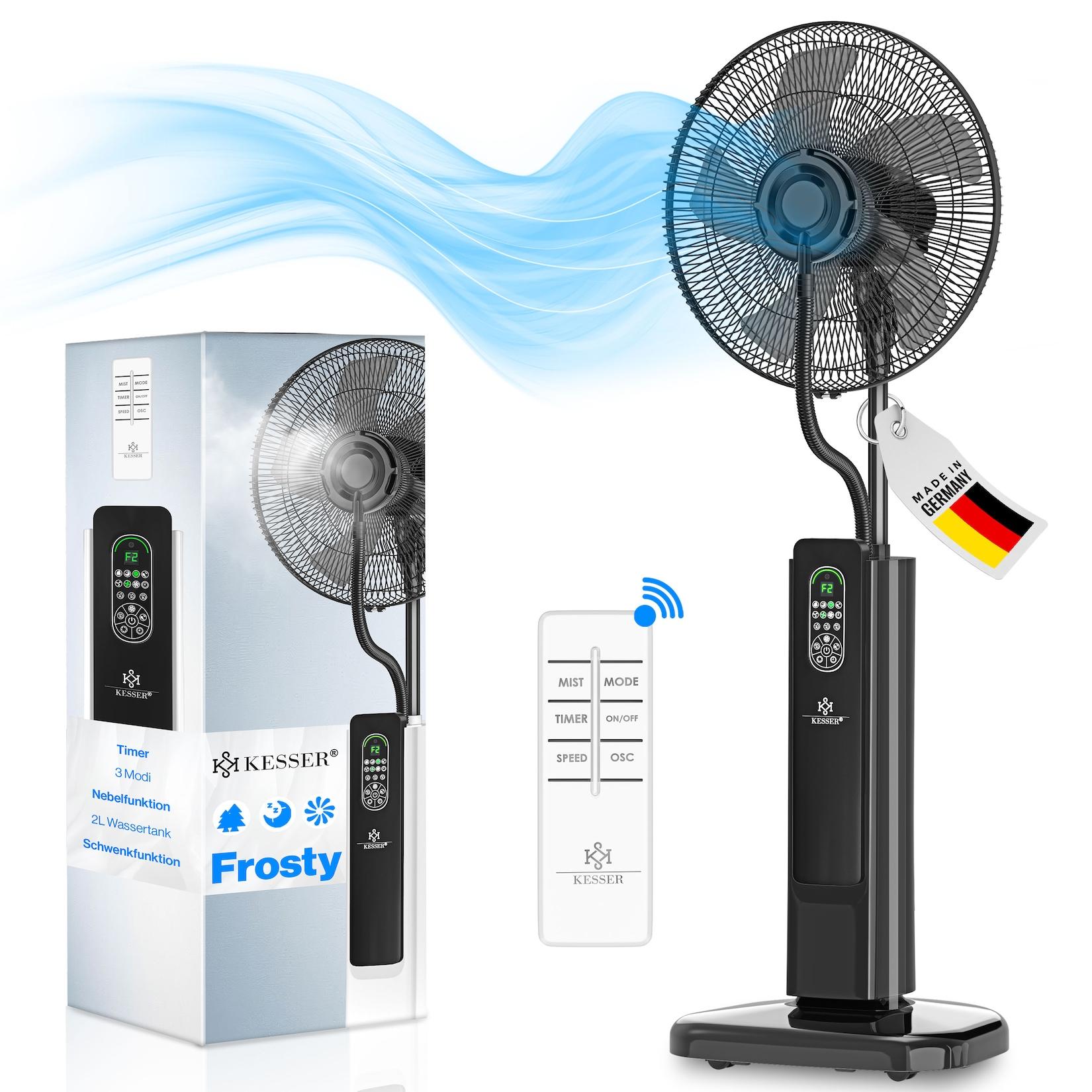 KESSER® Stand-Ventilator Frosty mit Wasser Ultraschall-Sprühnebel Wasserkühlung , inkl. Fernbedienung Timer-Funktion , Luftbefeuchter Leise , Nebelfunktion , Raumbefeuchter , Standventilator