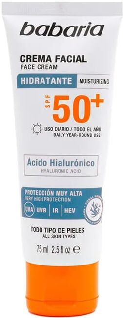 Babaria Creme Facial Hidratante Ácido Hialurónico SPF50+ 75 ml