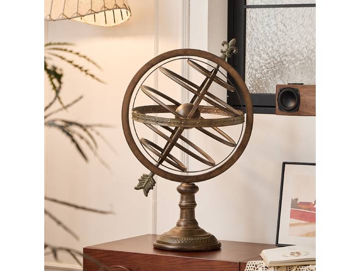 Ornement de globe rétro américain, décoration de cadeau de bureau européen, modèle de chambre, meuble TV, décoration rotative en métal