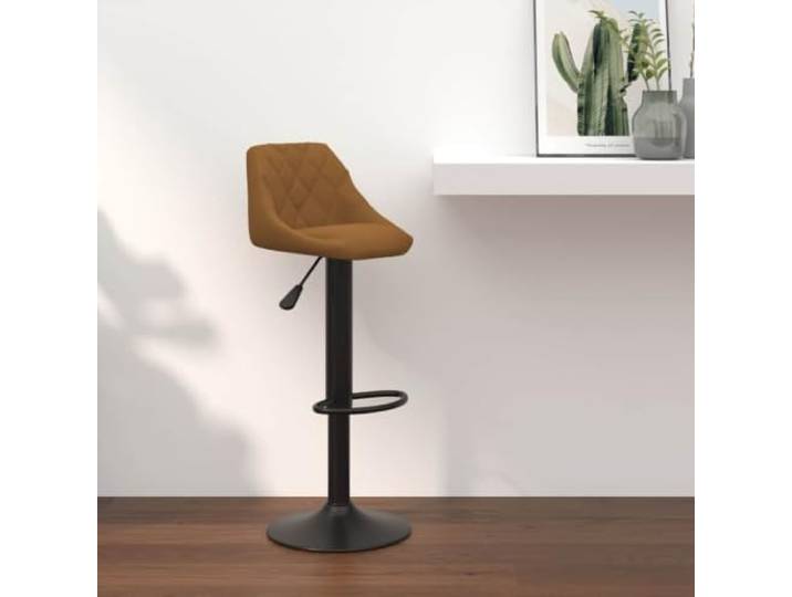 Barhocker, Velours, Braun, verstellbar, 360 Grad drehbar, mit Fußstütze Weicher Sitz, robuster Stahlrahmen, reibungsloses Gasheben, für Bar und Esszimmer
