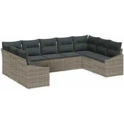 vidaXL Garten Essgruppe mit Kissen mit Speicher 9 pcs Grau