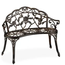 Relaxdays Vintage Gartenbank Rosen Braun