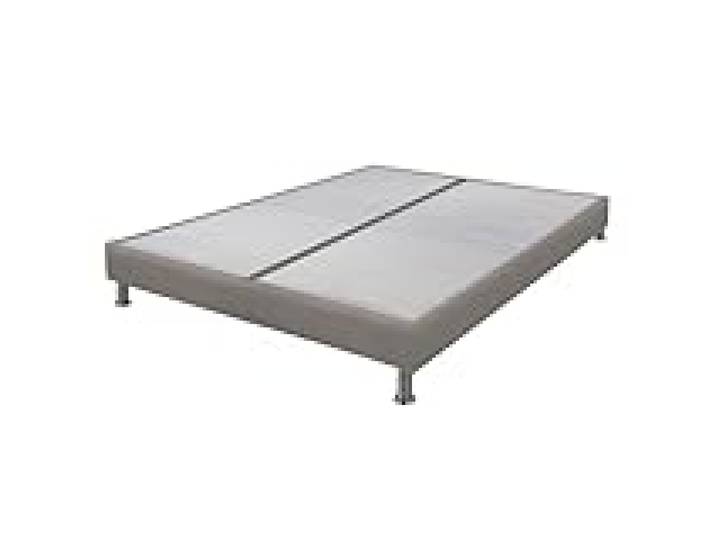 Sommier tapissier + jeu de pieds 90+90x200 Omega simili taupe 18 lattes