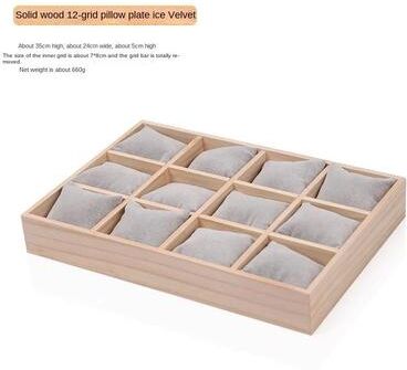 Uplift Picks Solid Wood 12 Slot Watch Organizer Display Frame With Pillow Cushions gray