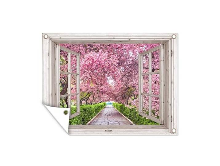 Tuinposter - 120x90 cm - Japans - Sakura - Bloesem - Boom - Bloesem takken - Doorkijk