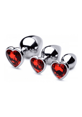 XR Brands Kit Plugs rouge coeur