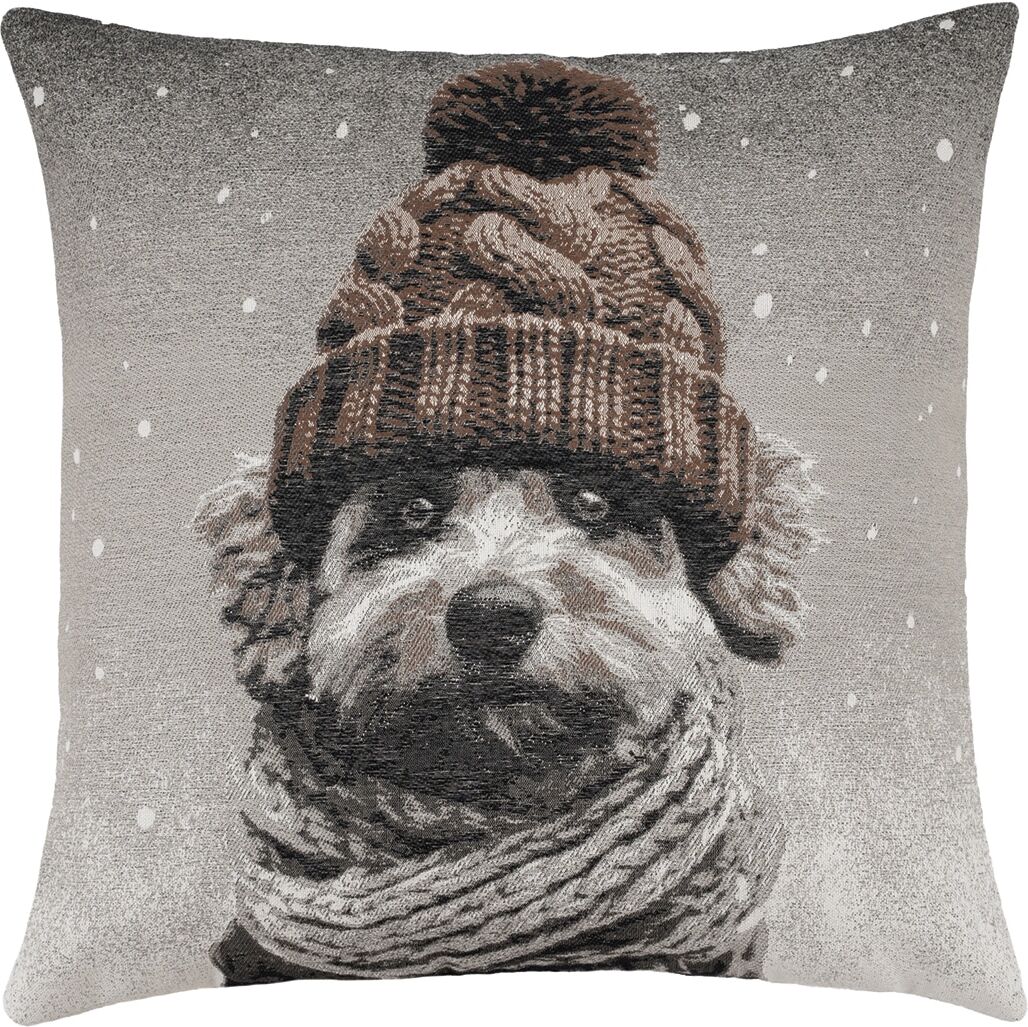 Dekokissen PAD "CLAUS", braun (natual, sand, gemustert), B:45cm L:45cm, Baumwolle, Polyester, Dekokissen_Sitzkissen_Kissenhüllen, Weihnachtsmann-Motiv für Freude, Geschenke und Weihnachtsmagie