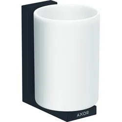 hansgrohe AXOR UNIVERSAL Rectangular Zahnputzbecher, Metall, Glas weiß, 42604670, Farbe: Mattschwarz