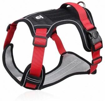 Uplift Essentials Reflective Adjustable Dog Harness For Safe Walking And Training red m