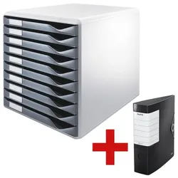 Leitz Schubladenbox »Formular-Set 5281« inkl. Ordner »180° Solid 1112« grau, 28.5x29x35.5 cm