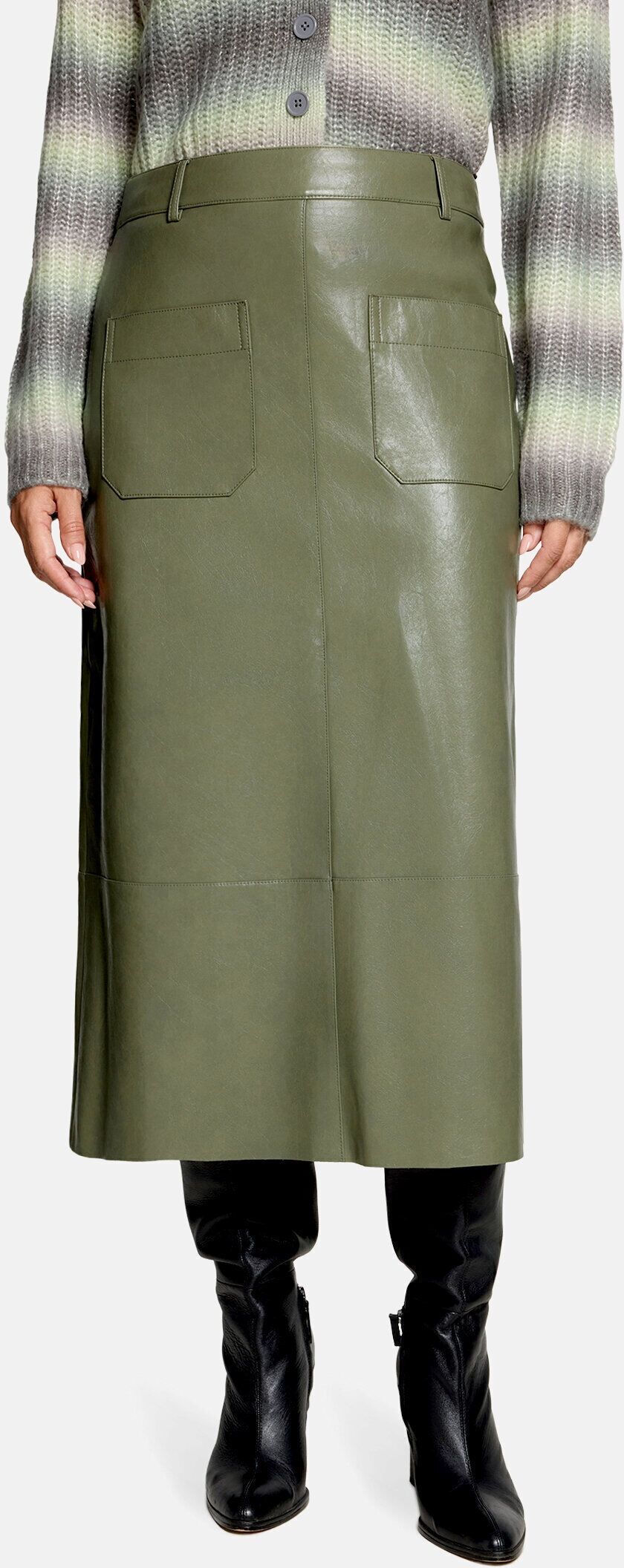 Maxirock CARTOON "Damen mit Taschen", Damen, Gr. 38, grün (pale khaki), Obermaterial: 50% Polyurethan, 50% Polyester, ausgestellt lang, Röcke Maxirock