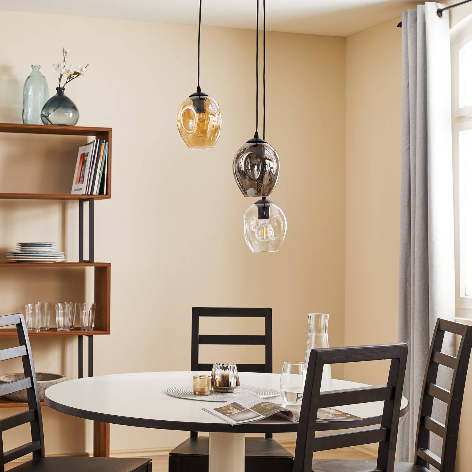 Glass Pendant Light Starla EMIBIG LIGHTING, dimmable, Black, Living / Dining Room, Glass, Modern, Ceiling Light