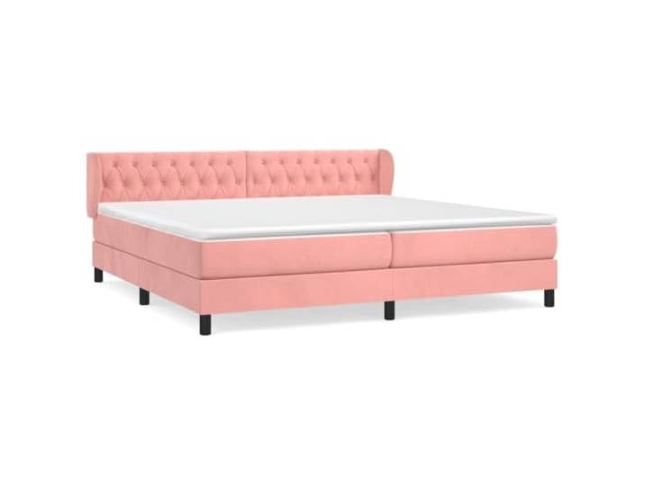 PUGYNBK Boxspringbett, Samt, Rosa, 200 x 200 cm Verstellbares Kopfteil, Taschenfedern, mittlere Unterstützung, Bezug aus weichem Leder