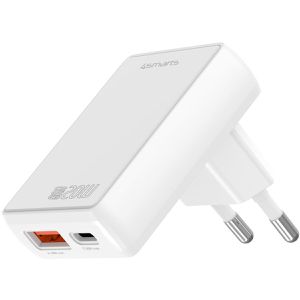 4smarts USB-Ladegerät FlatPlug Duos GaN 1C+1A, 20 Watt, 1x USB-A, 1x USB-C, 2 Ports, Schnellladegerät