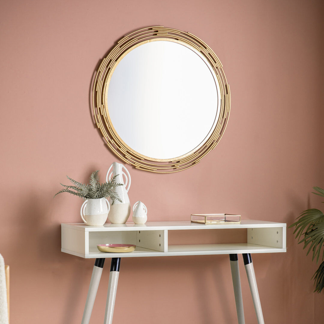 Canora Grey Richy Flat Mirror Gold 80cm H X 80cm W X 2.5cm D