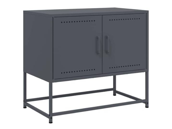 hliofuir TV-Schrank Anthrazit 68,5x39x60,5 cm Stahl TV-Lowboard Kompaktes Lowboard im Industrie-Design mit 2 Fächern für Wohnzimmer und Schlafzimmer.