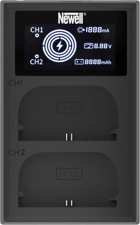 Newell Pro DE FDL-USB-C dubbele oplaadadapter voor LP-E6 batterijen