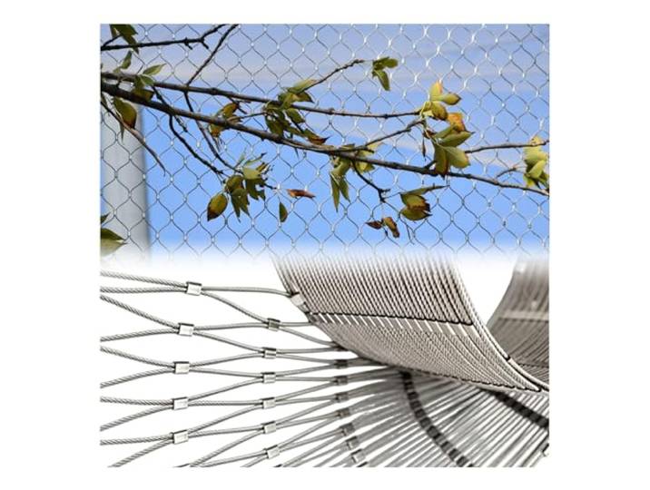 Hynbdes 304 Edelstahl-Seilnetz, Absturzsicherung, Treppe Zaun, Flexibel Multifunktionales Garten-Metallnetz, Flexibles Seil Netz, für Balkone, Bauernhof, Zoos und Zäune, 8cm/1.5mm 0.6×15m