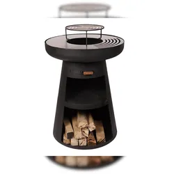 PURLINE Rundgrill mit runder Grillplatte und Grillrost aus schwarzem Stahl EFP55RB