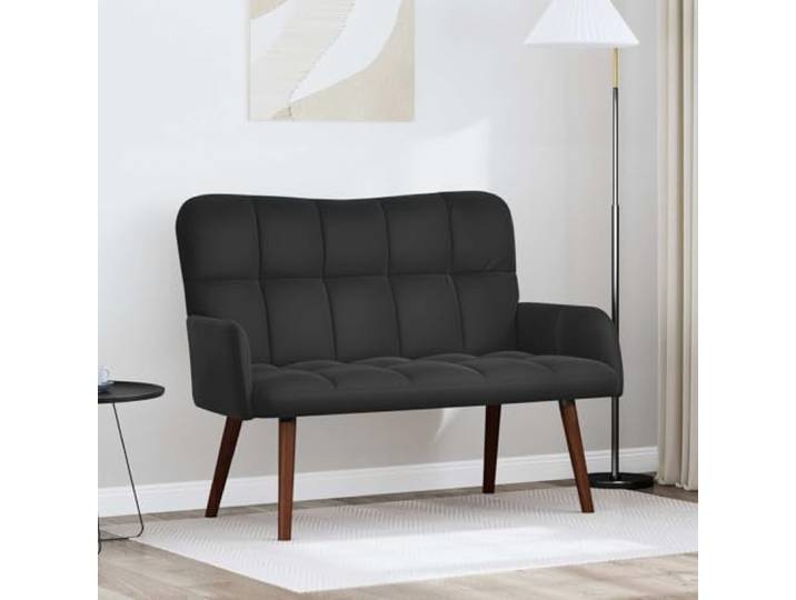 YUTAASU 2-Sitzer Sofa Schwarz 115 x 61 x 87 cm Samt Luxuriöse Samtoberfläche, Modernes Design, Veredelte Rückseite, Einfache Montage, Pflegeleicht