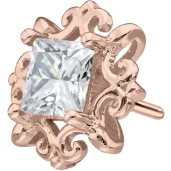 14 Karat Gold Schraubaufsatz mit Außengewinde MOISSANIT-QUADRAT + ORNAMENTE