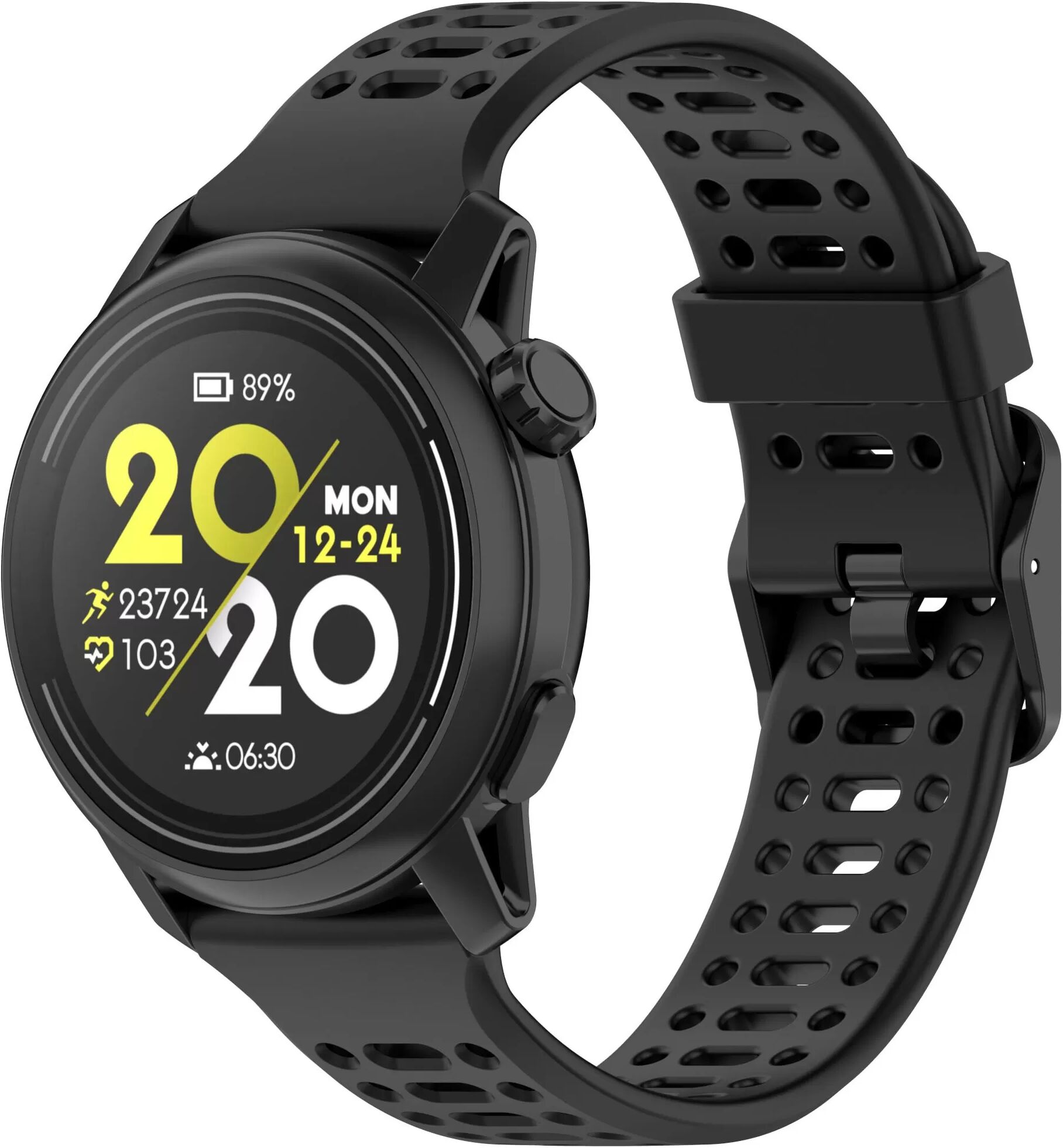 INF COROS Uhr mit zweifarbigem Silikonarmband Schwarz 22 mm