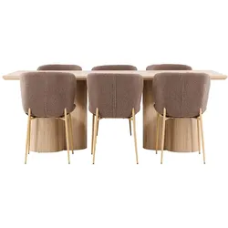 Ebuy24 Olivia Essgruppe Tisch 100x210cm und 6 Teddy Stühle natur.