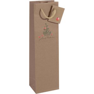 Sigel Geschenktüte GT042 Christmas with apples, Flaschentüte, 10 x 35cm, braun, 5 Stück