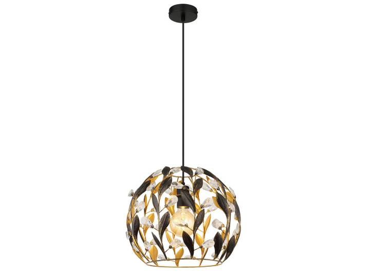 Globo Hängeleuchte Mika, Klar, Schwarz, Goldfarben, Metall, Kunststoff, 150 cm, CE, Lampen & Leuchten, Innenbeleuchtung, Hängeleuchten, Pendelleuchten